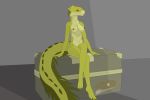  3:2 3_toes absurd_res anthro box breasts crocodile_skink female hi_res jatava_backtoo lizard nude red-eyed_crocodile_skink reptile scalie simple_background sitting skink smile solo thegamingzilla toes 