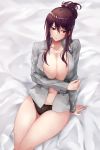  areola breast_hold id_:invaded no_bra open_shirt pantsu sophie_albatou tougou_sarina 