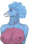  2020 2:3 annisa_(vincents-virtues) anthro avian bad_drawing_skills big_breasts bird breasts columbid crowned_pigeon exposed_breasts female hands_behind_back hi_res jewelry low_qualty_shading pigeon presenting presenting_breasts simple_background solo victoria_crowned_pigeon vincents-virtues white_background 