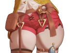  absurdres atelier_(series) atelier_ryza atelier_ryza_2 belt brown_belt close-up highres leather_belt pokinha pouch red_shorts reisalin_stout shirt short_shorts shorts skindentation thick_thighs thighs vest vial white_shirt yellow_vest 