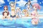  6+girls akemi_homura alternate_hairstyle bikini black_hair blonde_hair blue_eyes blue_hair hair_down kaname_madoka kinfuji long_hair magia_record:_mahou_shoujo_madoka_magica_gaiden mahou_shoujo_madoka_magica miki_sayaka momoe_nagisa multiple_girls pink_eyes pink_hair ponytail pool purple_eyes red_eyes red_hair sakura_kyouko short_hair shorts swimsuit tomoe_mami twintails unzipped water yellow_eyes 