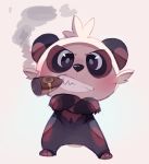 2019 ambiguous_gender angry anthro black_nose cigar crossed_arms hi_res looking_at_viewer nintendo pancham pok&eacute;mon pok&eacute;mon_(species) simple_background smoking solo sony-shock standing video_games white_background 