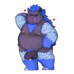  &lt;3 1:1 2020 anthro balls belly blue_body blue_fur flaccid fur genitals male mammal moobs nipples overweight overweight_male penis shyybuchi simple_background solo suid suina sus_(pig) tongue tongue_out white_background wild_boar 