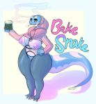  anthro bake_snake big_breasts bodily_fluids breasts clothed clothing digital_media_(artwork) drugs female genitals hi_res jroy101 milk nipples pussy reptile scalie serpentine simple_background smoking snake solo 