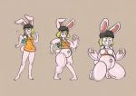  2020 animate_inanimate anthro anthro_to_inanimate blonde_hair blue_eyes breasts carrot_(one_piece) clothing dascarl featureless_breasts female genitals hair hat headgear headwear inanimate_transformation inflatable lagomorph leporid living_inflatable mammal nozzle one_piece pawpads pussy rabbit sequence simple_background solo surprise thigh_expansion torn_clothing transformation white_body 