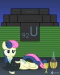  2020 4:5 absurd_res alcohol beverage black_clothing blue_eyes blue_hair bonbon_(mlp) bottle bottomless business_suit chicago_pile-1 clothed clothing cup earth_pony english_text equid equine female feral friendship_is_magic hair hasbro hi_res horse looking_at_viewer lying mammal multicolored_hair my_little_pony naughty_face necktie on_side parclytaxel pony shirt signature smile solo suit tan_body text topwear two_tone_hair uranium wine wine_bottle 