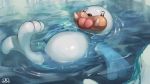  afloat commentary_request fangs gen_1_pokemon highres ice no_humans pokemon pokemon_(creature) seel solo supearibu tongue tongue_out water watermark 