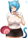  alternate_species animal_humanoid big_breasts blue_hair blush bottomwear breasts cartoon_network cat_humanoid clothed clothing felid felid_humanoid feline feline_humanoid female hair hi_res humanoid humanoidized impregnation internal jmg looking_at_viewer mammal mammal_humanoid nicole_watterson nipple_outline ovum simple_background skirt solo sperm_cell the_amazing_world_of_gumball 