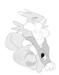  anthro blush breasts clothing digimon digimon_(species) female fur gloves handwear monochrome paperclip_(artist) renamon simple_background solo white_background 