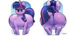  2:1 absurd_res big_butt butt equid equine female feral friendship_is_magic hasbro hi_res horn huge_butt mammal my_little_pony parumpi purple_body rear_view solo tail_aside twilight_sparkle_(mlp) unicorn 