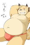  2020 2:3 anthro asian_clothing bear_2key belly bulge canid canine clothing east_asian_clothing fox fundoshi hi_res japanese_clothing japanese_text kemono male mammal moobs navel overweight overweight_male simple_background solo text underwear white_background 