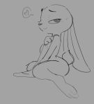 anthro blush bodily_fluids covering covering_self fur grey_background half-closed_eyes lagomorph leporid mammal monochrome narrowed_eyes paperclip_(artist) rabbit simple_background sketch solo sweat sweatdrop 