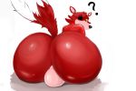  3:2 animatronic anthro balls big_butt butt canid canine confused_look digital_media_(artwork) eye_patch eyewear five_nights_at_freddy&#039;s fox foxy_(fnaf) fur genitals gypsy_king_(artist) hi_res huge_butt hyper hyper_butt looking_back machine male mammal raise_tail red_body red_fur robot simple_background solo thick_thighs video_games yellow_eyes 