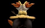  16:10 2019 3d_(artwork) absurd_res anthro bedroom_eyes big_breasts black_background black_body black_fur blush braixen breasts butt digital_media_(artwork) digitigrade dipstick_tail featureless_breasts female fur hands_on_hips hi_res kristall_krit looking_down low-angle_view multicolored_body multicolored_fur multicolored_tail narrowed_eyes nintendo pok&eacute;mon pok&eacute;mon_(species) red_eyes seductive simple_background smile solo source_filmmaker stick thick_thighs video_games white_body white_fur widescreen yellow_body yellow_fur 