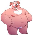  2020 anthro belly blush domestic_pig eyes_closed eyewear glasses leonthelionel male mammal moobs nipples overweight overweight_anthro overweight_male pink_body solo suid suina sus_(pig) 