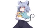  animal_ears cape dress food gray_hair mousegirl nazrin red_eyes rizento short_hair tail touhou white 
