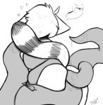 ailurid allurid anal anal_penetration anthro big_butt big_ears blush bound_by_tentacles butt double_penetration eyes_closed eyewear fluffy fluffy_tail glasses hair jude_(artist) kirli male mammal monochrome penetration red_panda sketch solo tentacles 