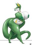  absurd_res anthro big_breasts big_butt breasts butt chubby_female female hi_res huge_breasts huge_butt lips long_tail markings mop_(artist) nintendo non-mammal_breasts pink_eyes pok&eacute;mon pok&eacute;mon_(species) reptile scalie serperior snake solo thick_lips video_games 