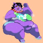  anthro belly big_belly big_breasts black_hair blush bodily_fluids breasts catty_(undertale) clothed clothing deltarune domestic_cat felid feline felis female footwear fur hair heat_(temperature) mammal navel obese obese_anthro obese_female open_mouth overweight overweight_anthro overweight_female purple_body purple_fur simple_background solo source_request sweat teeth undertale unknown_artist video_games yellow_eyes 