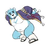  1:1 2020 3000vnd anthro asian_clothing belly blue_body blue_fur bonasiah clothed clothing east_asian_clothing full_attack fundoshi fur humanoid_hands japanese_clothing kemono male mammal overweight overweight_anthro overweight_male solo underwear ursid white_body white_fur 十泉介 