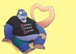 2020 anthro belly blue_body blue_fur bottomwear clothing eulipotyphlan eyewear fur glasses leonthelionel male mammal mole_(animal) overweight overweight_anthro overweight_male shirt shorts simple_background sitting solo topwear 