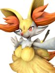  2019 3:4 3d_(artwork) alpha_channel anthro big_breasts black_body black_fur braixen breasts digital_media_(artwork) dipstick_tail featureless_breasts female fur gesture hi_res high-angle_view kristall_krit looking_at_viewer multicolored_body multicolored_fur multicolored_tail nintendo pok&eacute;mon pok&eacute;mon_(species) red_eyes selfie simple_background smile solo source_filmmaker stick transparent_background v_sign video_games white_body white_fur yellow_body yellow_fur 