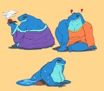  &lt;3 absurd_res amphibian anthro belly big_belly big_breasts breasts clothed clothing digital_media_(artwork) female frog goopyarts_(artist) hi_res huge_breasts looking_at_viewer looking_back nude obese obese_anthro overweight overweight_anthro overweight_female remi_(fursona) robe simple_background skimpy smile solo thick_thighs tongue water wet wide_hips 
