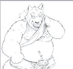  2020 anthro belly bulge canid canine canis clothing domestic_dog genitals hi_res kemono male mammal moobs nipples overweight overweight_anthro overweight_male penis simple_background solo suishou0602 underwear white_background 