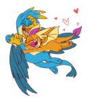  &lt;3 2020 avian bat_wings beak better_version_at_source blue_body blue_feathers blue_hair dragon duo eyebrows eyes_closed feathered_wings feathers female fingers friendship_is_magic g-elric gallus_(mlp) gryphon hair happy hasbro highlights_(coloring) hug male male/female membrane_(anatomy) membranous_wings my_little_pony mythological_avian mythology open_mouth orange_body purple_hair reptile scalie simple_background smolder_(mlp) toes tongue white_background wings 