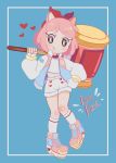  &lt;3 2019 alternate_costume alternate_species amy_rose animal_humanoid band-aid bandage biped blue_background bottomwear clothing eulipotyphlan eulipotyphlan_humanoid female footwear gloves green_eyes hair handwear hedgehog_humanoid hi_res holding_object holding_weapon humanoid humanoidized jacket legwear mammal mammal_humanoid piko_piko_hammer pink_clothing pink_footwear pink_hair pink_shoes sega shirt shoes shorts simple_background smallpanda smile socks solo sonic_the_hedgehog_(series) standing topwear video_games weapon white_bottomwear white_clothing white_jacket white_shirt white_shorts white_topwear 