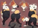  anthro big_butt bodily_fluids braixen breasts butt canid canine clothing female fur genital_fluids genitals hi_res maharen mammal nintendo open_mouth pok&eacute;mon pok&eacute;mon_(species) presenting pussy simple_background solo thick_thighs tuft video_games wide_hips yellow_body yellow_fur 