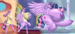  2020 absurd_res anthro balls blues64 breast_expansion breasts cleavage clothed clothing cutie_mark equid equine female friendship_is_magic genitals gradient_background gynomorph hasbro hi_res horn intersex mammal marauder6272 my_little_pony penis penis_expansion princess progression royalty simple_background solo twilight_sparkle_(mlp) unguligrade_anthro winged_unicorn wings 