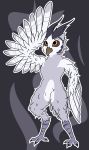  absurd_res anthro avian beak bird claws feathered_wings feathers hi_res looking_up male owl raised_arm shaded simple_background solo thehuskylord winged_arms wings 