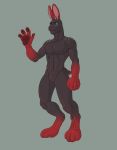  2018 anthro featureless_crotch hi_res lagomorph leporid male mammal possumpecker rabbit solid_color_background solo standing 