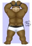  2020 anthro brown_body brown_fur butt clothing fur hat headgear headwear hi_res humanoid_hands kemono male mammal overweight overweight_anthro overweight_male solo tanutronik753_k underwear ursid 