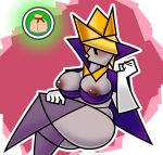  big_breasts big_butt blonde_hair blush breasts butt clothing crossgender crown female gloves hair handwear headgear hi_res humanoid king_olly_(mario) mario_bros nintendo origami paper paper_mario paper_mario:_the_origami_king papercraft simple_background simple_eyes sloottereo solo video_games 