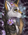  2020 anthro black_nose canid canine digital_media_(artwork) female flashw fox fur mammal nude red_fox silver_fox white_body white_fur yellow_eyes 