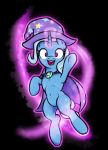  black_background cape clothing cutie_mark equid equine female feral friendship_is_magic hasbro hat headgear headwear hi_res horn jewelry looking_at_viewer magic magic_hat magician_hat mammal my_little_pony no_pupils simple_background smile solo thehuskylord trixie_(mlp) unicorn 