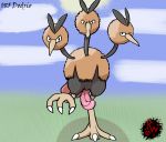  3_heads animal_genitalia animal_penis avian beak biped bird digital_media_(artwork) dodrio erection feral genitals hi_res looking_at_viewer male multi_head nintendo penis pok&eacute;mon pok&eacute;mon_(species) rapistwerewolf ratite simple_background solo standing video_games 