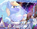 2020 building canterlot city cloudsdale equid equine fan_character hasbro hi_res macro mammal my_little_pony smile space star tsitra360 waterfall 