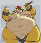  2020 alcohol anthro barely_contained belly beverage big_belly bowser bowser_day bulge captainjusticevirtsuoso cigar clothing colored_sketch genitals glass justicecaptainv koopa male mario_bros moobs mostly_nude navel nintendo nipples obese obese_anthro obese_male overweight overweight_anthro overweight_male penis scalie smoking solo speedo swimwear thick_thighs underwear video_games 