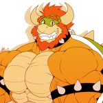  1:1 anthro armband beard biceps bowser bowser_day facial_hair flammars hi_res koopa male mario_bros muscular muscular_anthro muscular_male nintendo pecs scalie smile solo spiked_armband spikes vein video_games yongdasom 