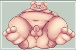  2020 aggressive_retsuko anthro anus belly butt director_ton domestic_pig humanoid_hands kusosensei male mammal moobs navel nipples overweight overweight_anthro overweight_male sanrio simple_background solo suid suina sus_(pig) 