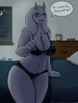  absurd_res anthro bed big_breasts boss_monster bovid bra breasts caprine clock clothing collaboration curvy_figure dialogue eyewear female furniture glasses goat hi_res horn jeffthehusky lamont786 lingerie long_ears mammal mature_female moon mother night panties parent pillow red_eyes shy slightly_chubby solo surprise text thick_thighs toriel undertale underwear video_games voluptuous wide_hips 