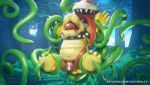  2020 anthro bodily_fluids bowser bowser_day codywulfy_(artist) elemental_creature flora_fauna genital_fluids genitals koopa male mario_bros navel nintendo outside overweight overweight_male penis piranha_plant plant precum scalie tentacles tongue tongue_out video_games 