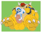 anal anthro bad_jackal balls border bowser claws duo feet genitals lifted male male/male mario_bros nintendo oral penis rimming sex size_difference toe_claws vein veiny_penis video_games white_border 