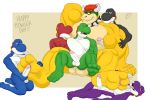  3:2 abdominal_bulge anal anthro armpit_fetish armpit_lick armpit_play balls bayron_(artist) bowser bowser_day foot_fetish foot_lick foot_play genitals group hi_res koopa licking male male/male mario_bros mrisolet muscular muscular_male nintendo penetration penis ridiculous_fit scalie size_difference tongue tongue_out video_games yoshi 