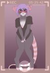  2020 5_fingers 5_toes anthro areola breasts clothed clothing digital_media_(artwork) ear_piercing ear_ring female fingers hair hi_res mammal monstercheetah mouse murid murine nipples piercing purple_hair rodent smile solo standing toes 
