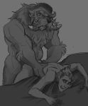  anthro dota_underlords duo fairy fire flaming_hair fur furniture hi_res hobgen_(dota_underlords) humanoid jull_(dota_underlords) likanen male male/male male_penetrated male_penetrating male_penetrating_male mammal marine monochrome muscular muscular_anthro muscular_male penetration pinniped pseudo_hair size_difference slightly_chubby tuft tusks 