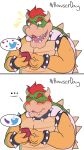  anthro blush bowser bowser_day dragon fangs hi_res koopa male mario_bros nintendo phone reptile scalie seachord shell solo speech_bubble turtle twitter video_games 
